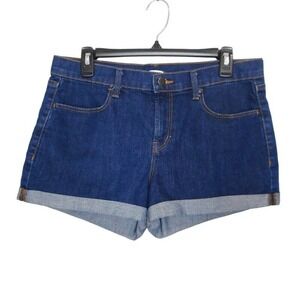 Old Navy Shorts Women Size 8 Blue‎ Denim Dark Wash Mid Rise 3 inch Cuffed